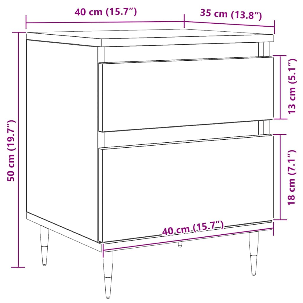 Noćni ormar Crni hrast 40 x 35 x 50 cm Konstruirano drvo