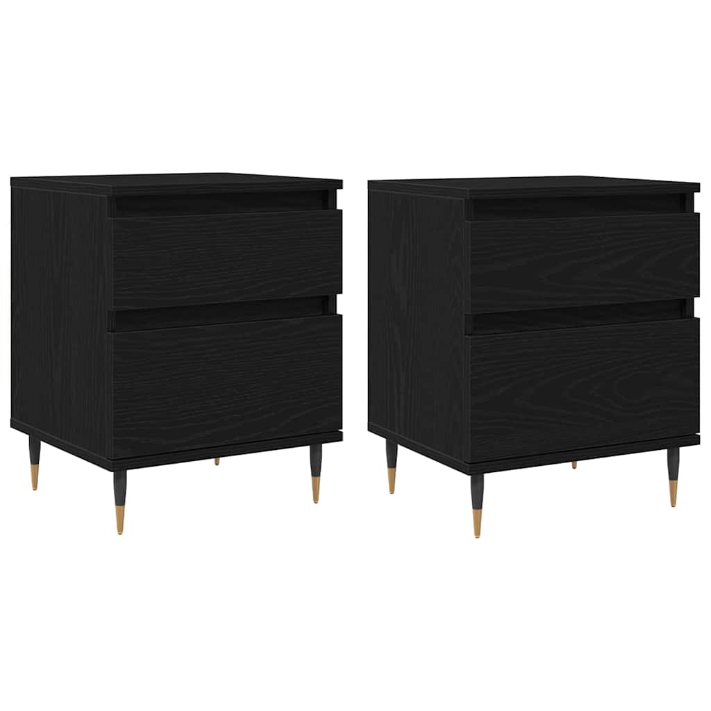 Noćni ormar 2 pcs Crni hrast 40 x 35 x 50 cm Konstruirano drvo