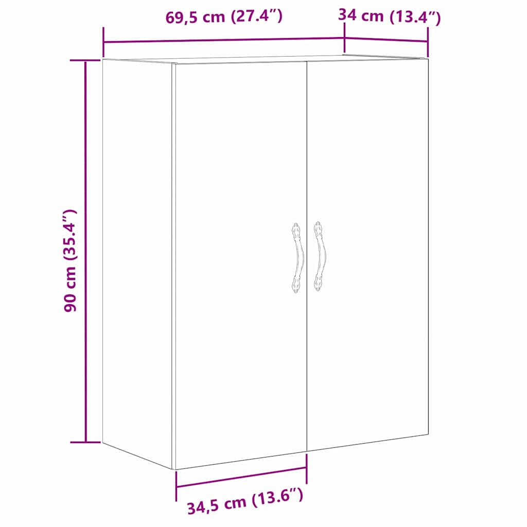 Kabinetski zidni Zidne Crni hrast 69,5 x 34 x 180 cm