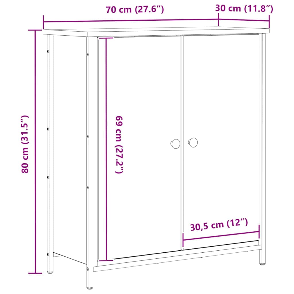 Kreveta Umjetnički hrast 70 x 30 x 80 cm Konstruirano drvo