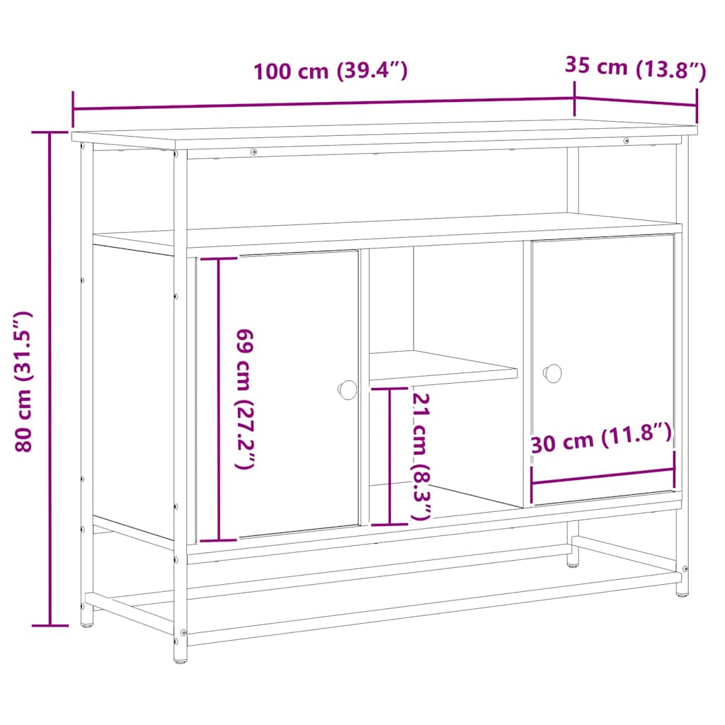 Kreveta Umjetnički hrast 100 x 35 x 80 cm Konstruirano drvo