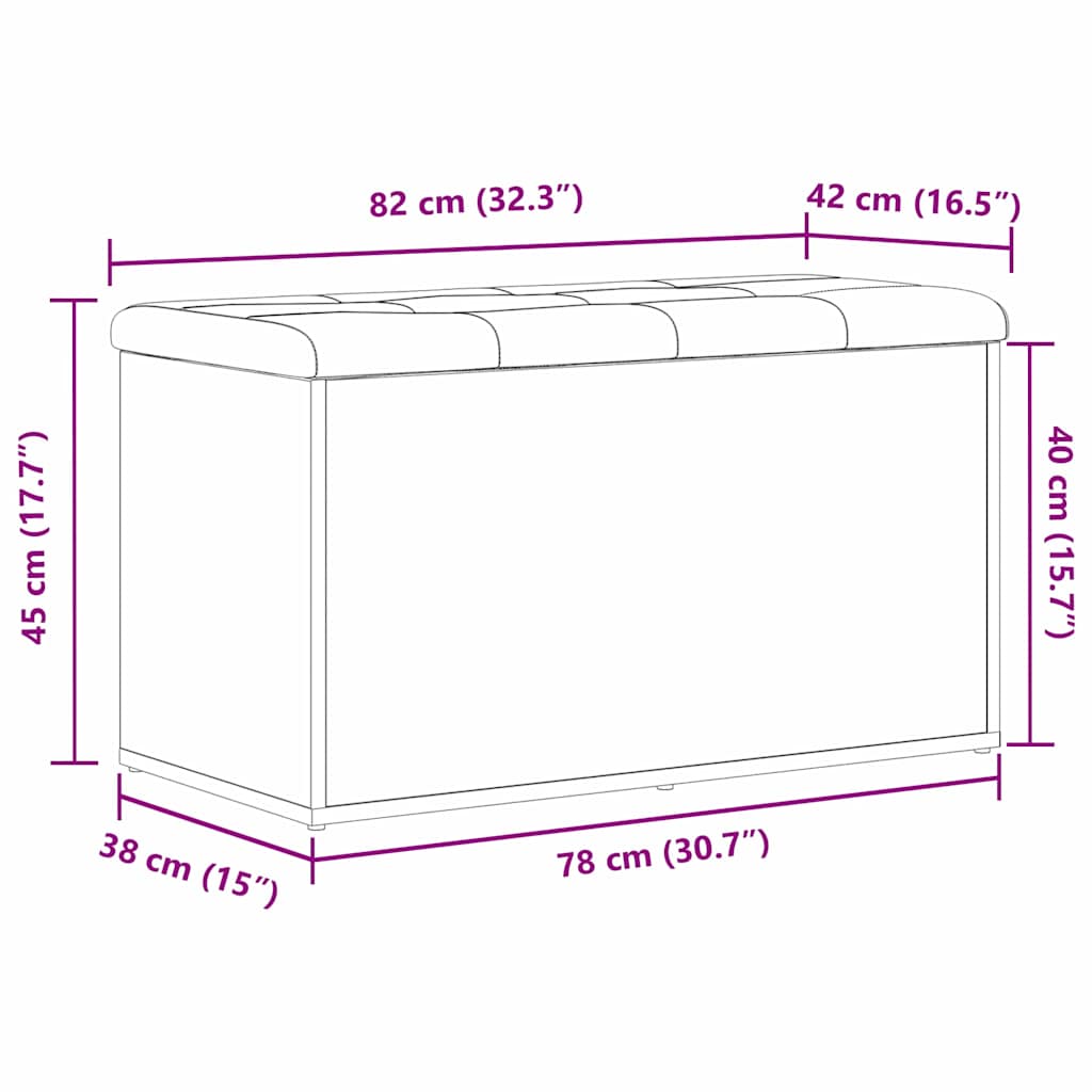 Klupa za pohranu Crni hrast 82 x 42 x 45 cm Konstruirano drvo