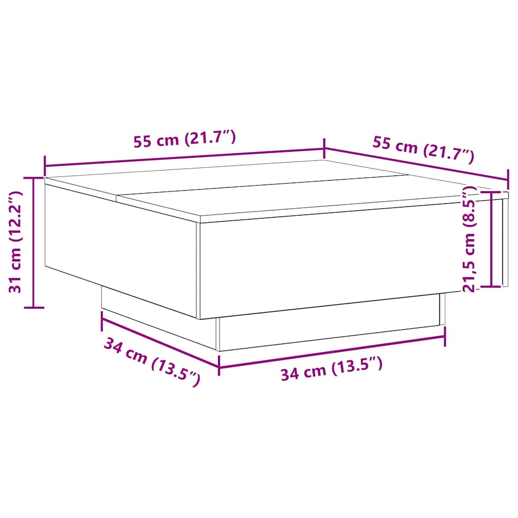 Kava Stol Crni hrast 80 x 80 x 31 cm Konstruirano drvo