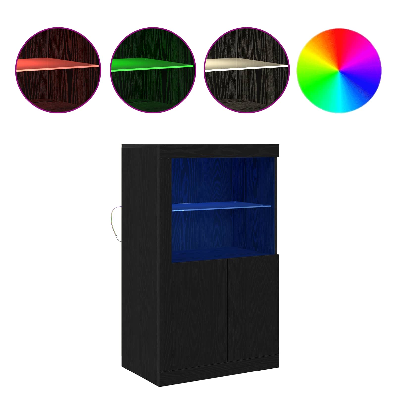 LED komoda Crni hrast 60,5 x 37 x 100 cm Konstruirano drvo