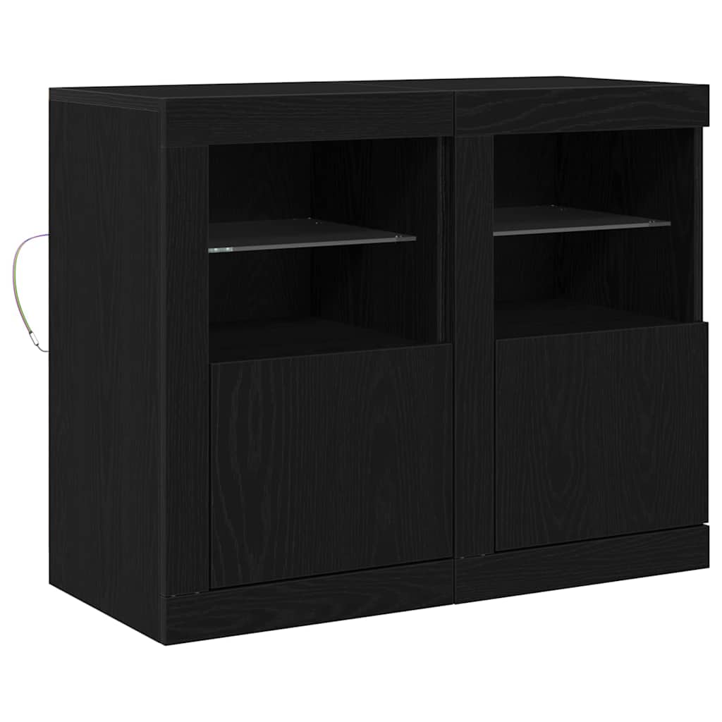 LED komoda 2 pcs Crni hrast 41 x 37 x 67 cm Konstruirano drvo