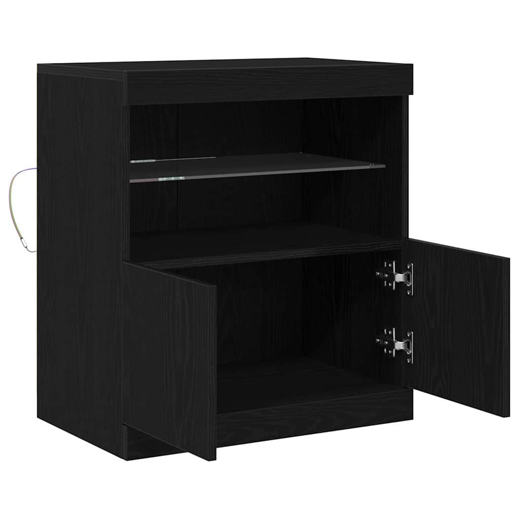 LED komoda Crna 60,5 x 37 x 67 cm Konstruirano drvo