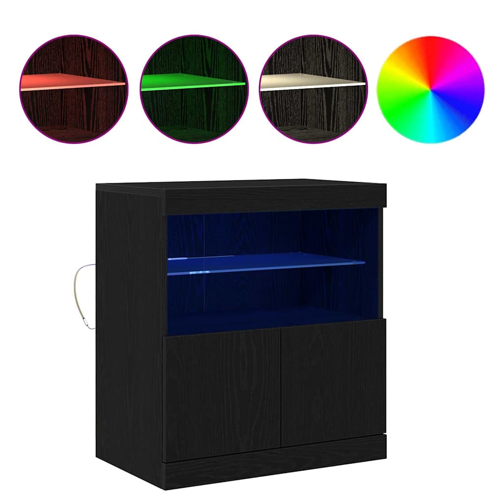 LED komoda Crna 60,5 x 37 x 67 cm Konstruirano drvo