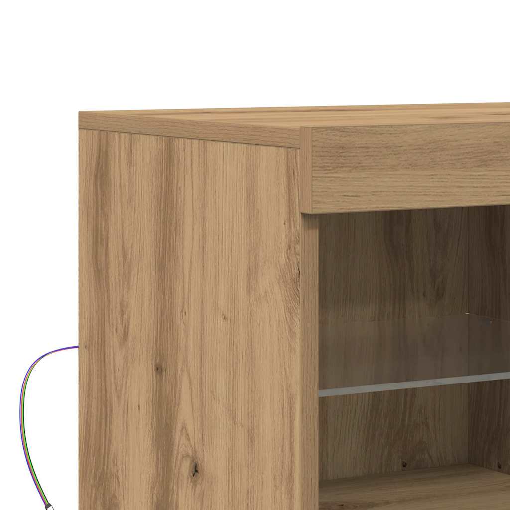 LED komoda Smeđa 81 x 37 x 66,5 cm Konstruirano drvo