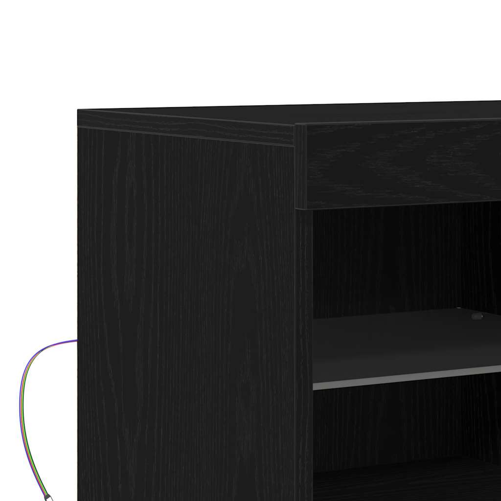 LED komoda Crna 81 x 37 x 66,5 cm Konstruirano drvo