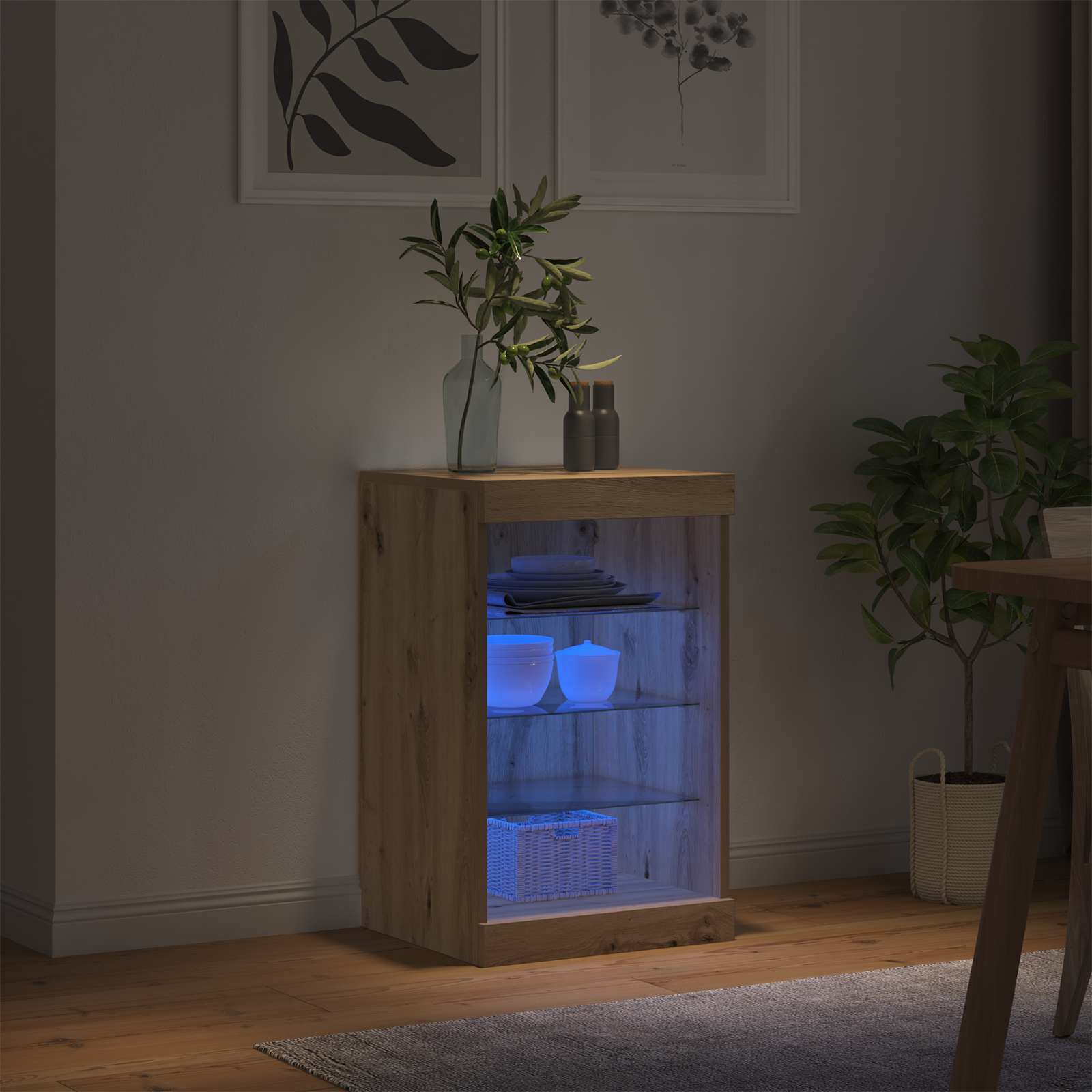 LED komoda Umjetnički hrast 41 x 37 x 67 cm Konstruirano drvo