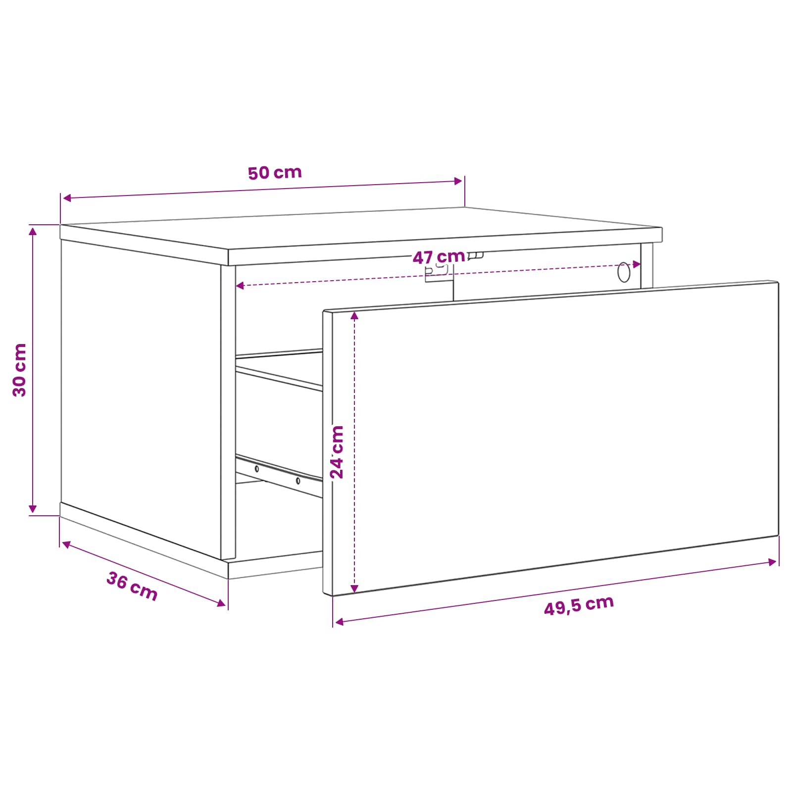Wall-mounted noćni ormarić Staro drvo 50 x 36 x 30 cm