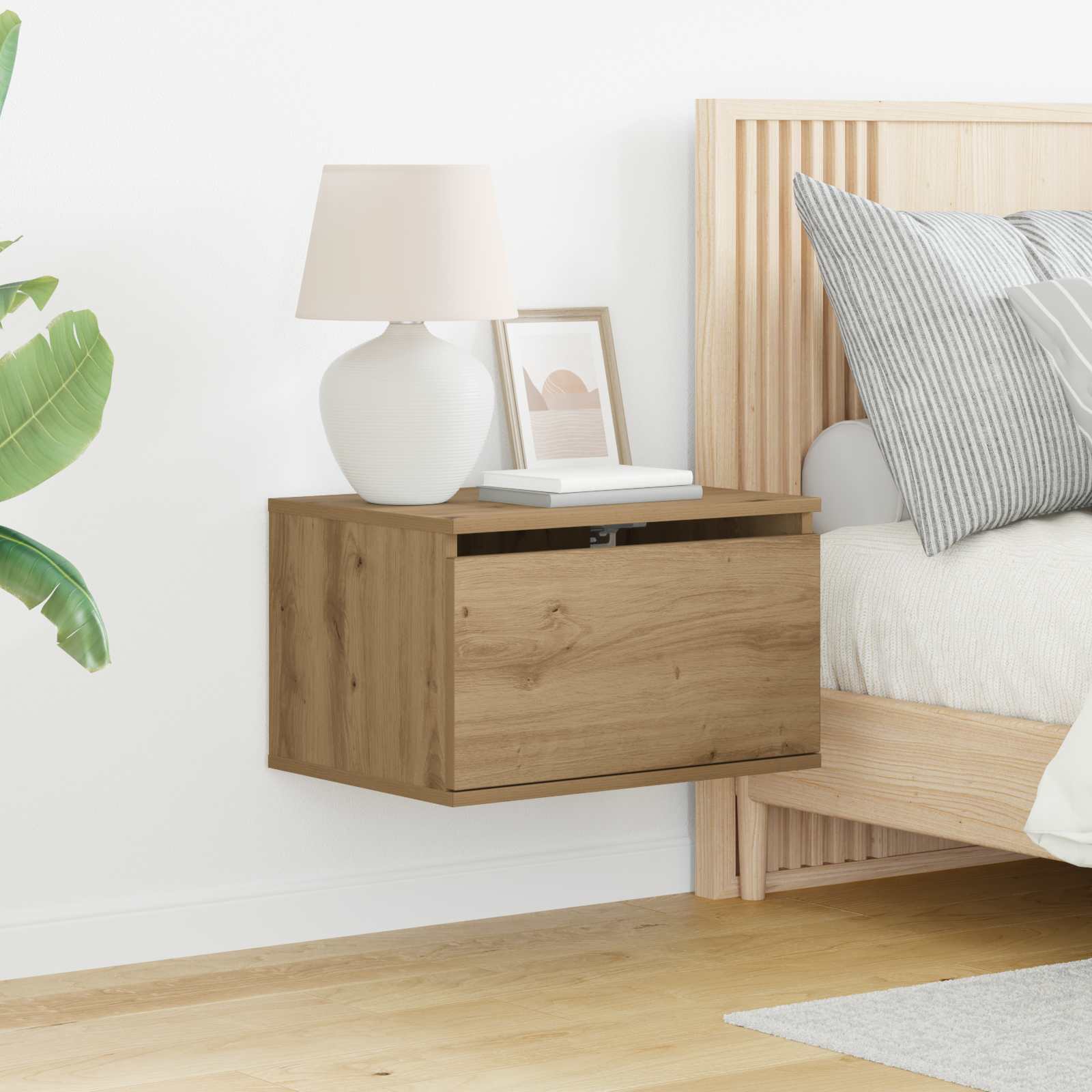 Wall-mounted noćni ormarić s ladicama 2 pcs Umjetnički hrast