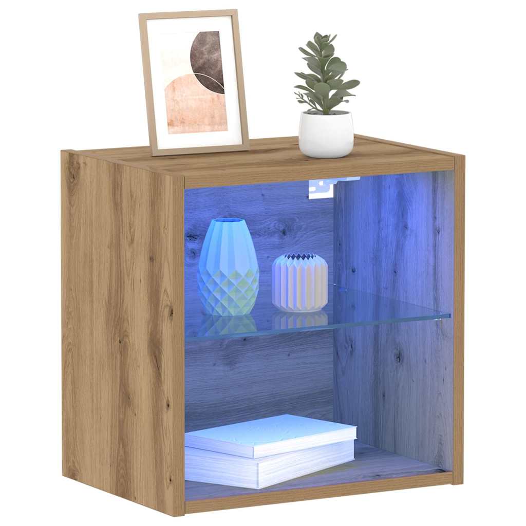 Floating Shelf with LED Light s policom Smeđa 40 x 28,5 x 40 cm