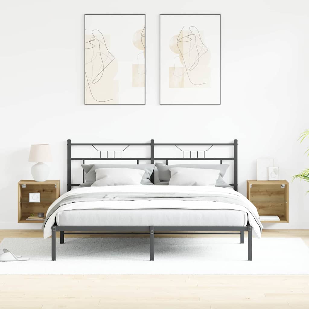Floating Shelf with LED Light 2 pcs Smeđa 40 x 28,5 x 40 cm