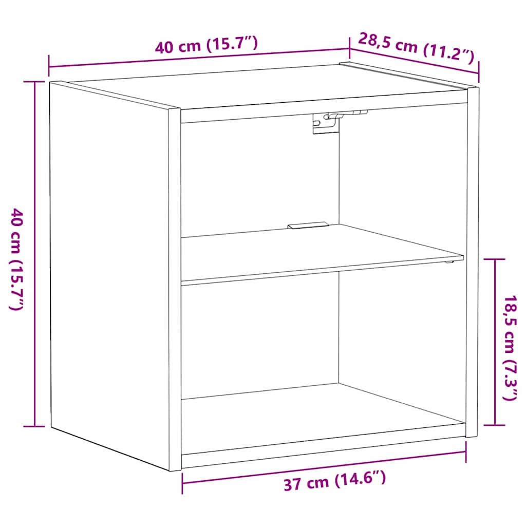 Floating Shelf with LED Light s policom Crna 40 x 28,5 x 40 cm