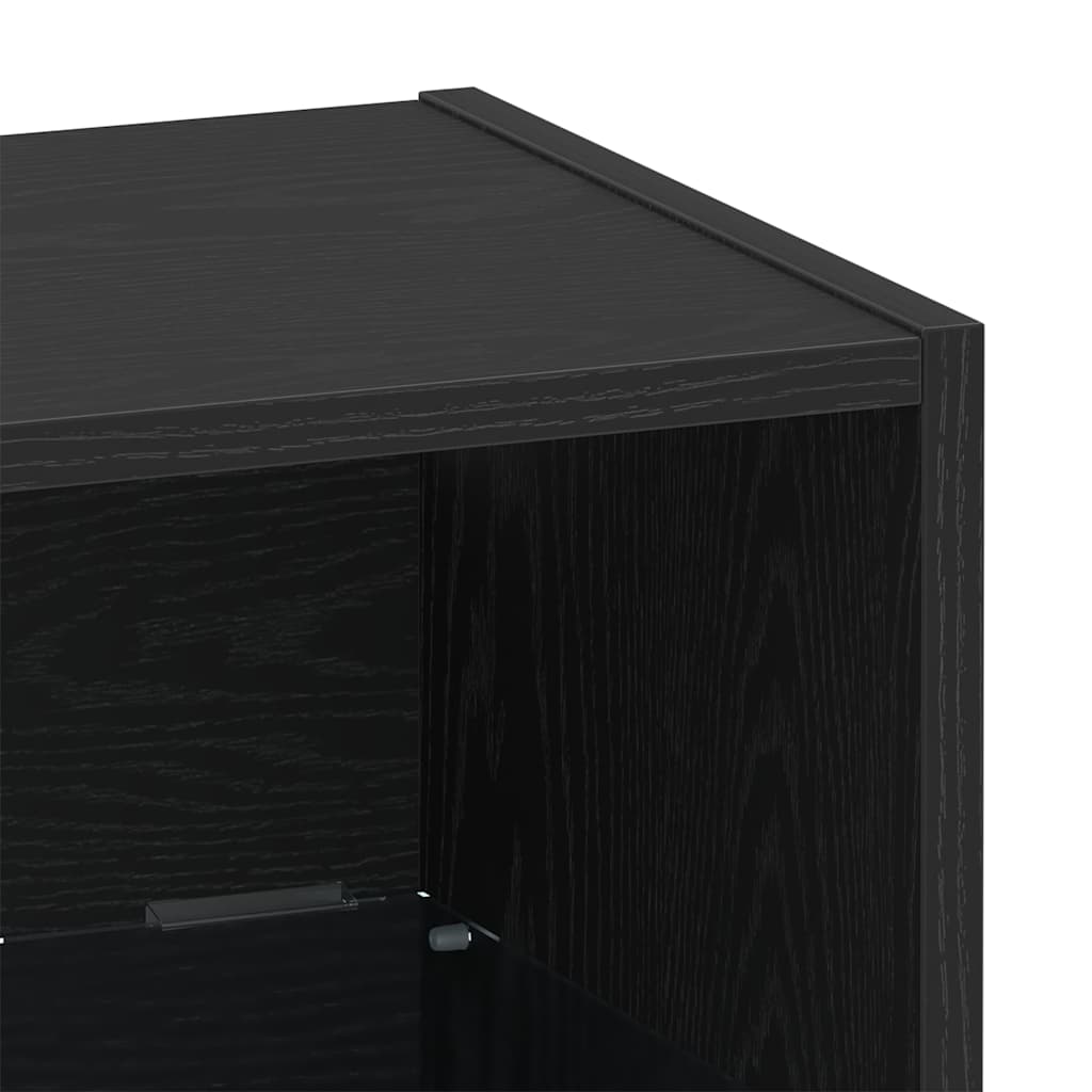 Floating Shelf with LED Light 2 pcs Crna 40 x 28,5 x 40 cm