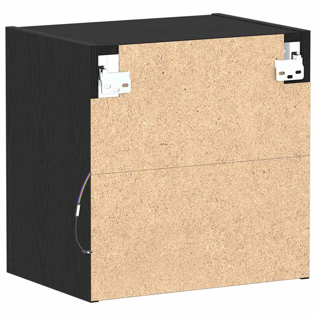 Floating Shelf with LED Light 2 pcs Crna 40 x 28,5 x 40 cm