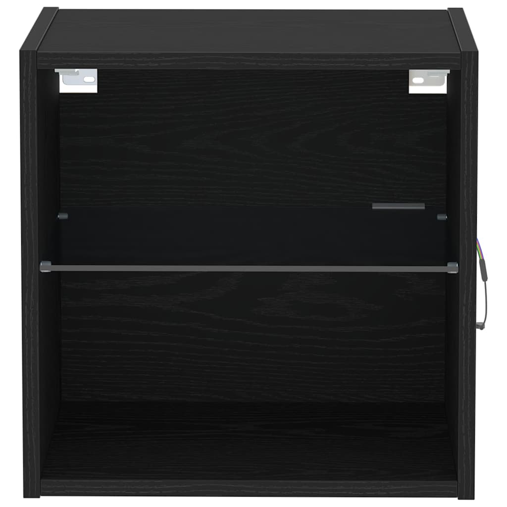Floating Shelf with LED Light 2 pcs Crna 40 x 28,5 x 40 cm