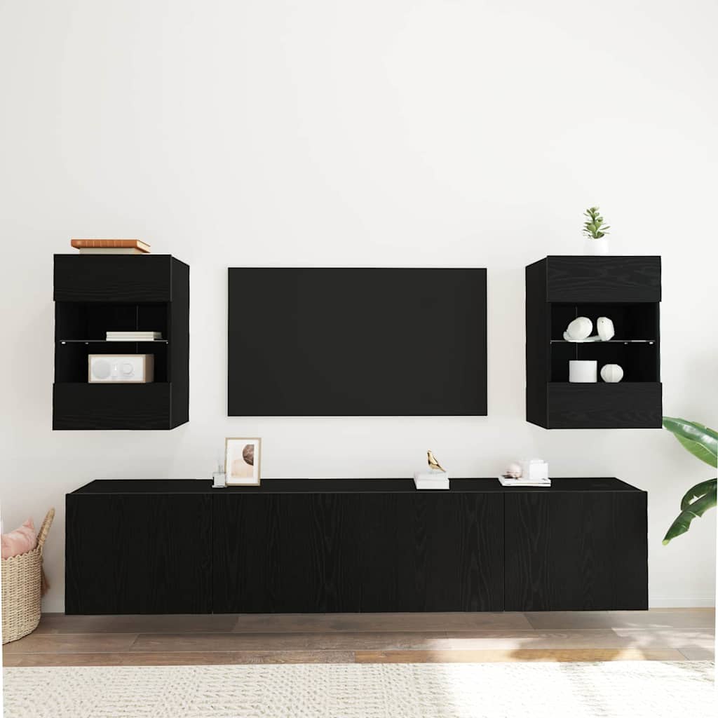 Set TV komoda 2 pcs Crna 40 x 30 x 60,5 cm Konstruirano drvo