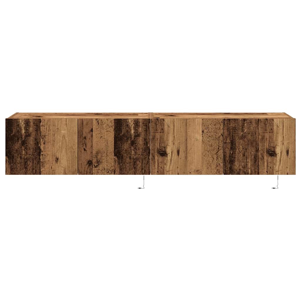 TV zidni ormar s LED svjetlima 2 pcs Staro drvo 80 x 35 x 31 cm