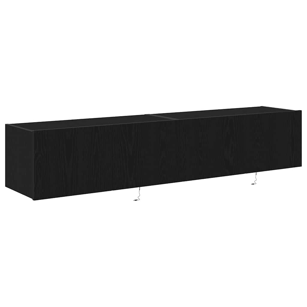 TV zidni ormar s LED svjetlima 2 pcs Crni hrast 80 x 35 x 31 cm