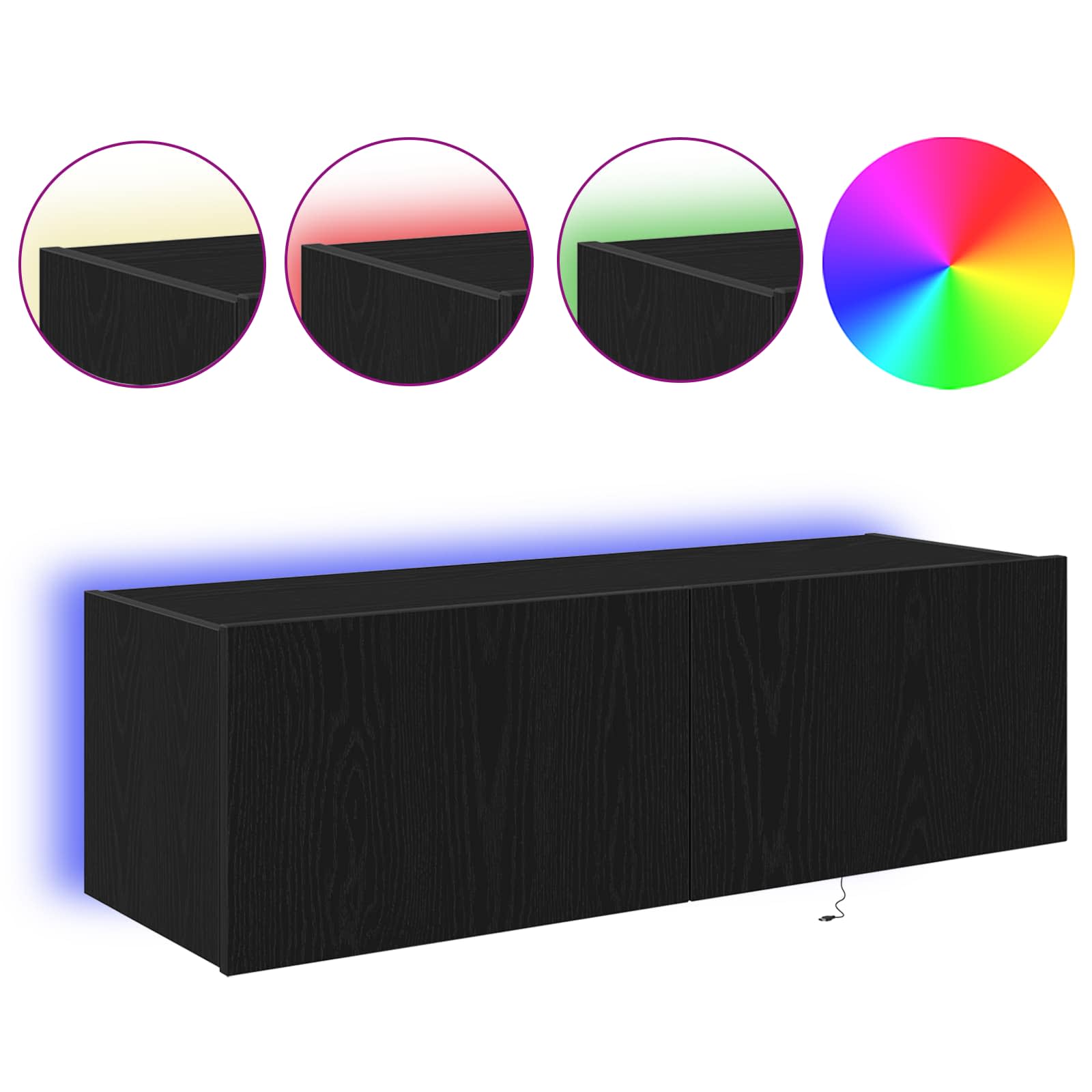 TV zidni ormar Zidne 2 pcs Crni hrast 100 x 35 x 31 cm