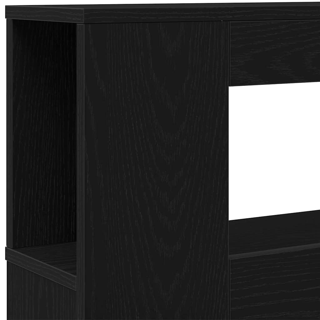 LED glava kreveta s policom Crni hrast 120 x 18,5 x 103,5 cm