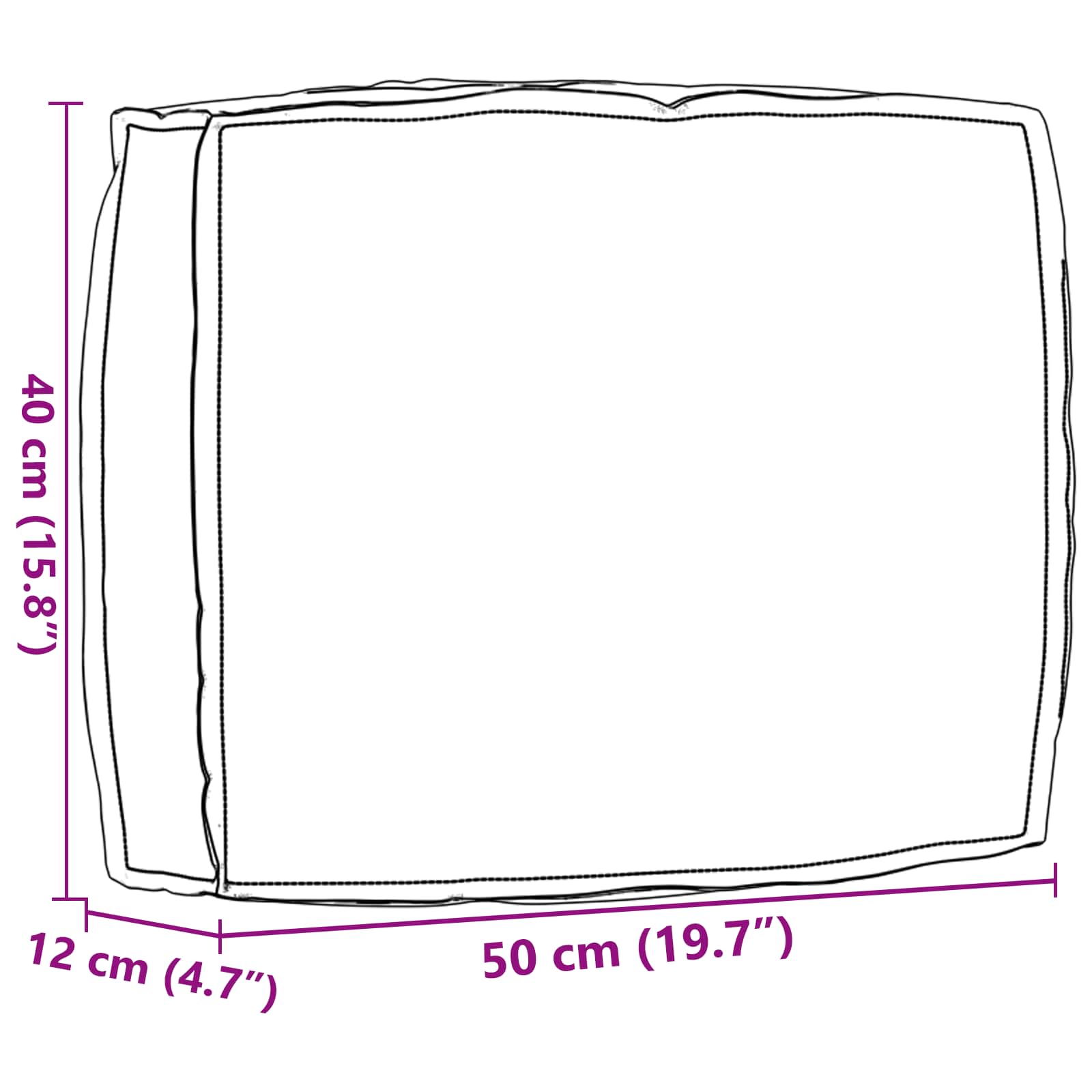 Jastuk Antracit 50 x 40 x 12 cm Oxford tkanina