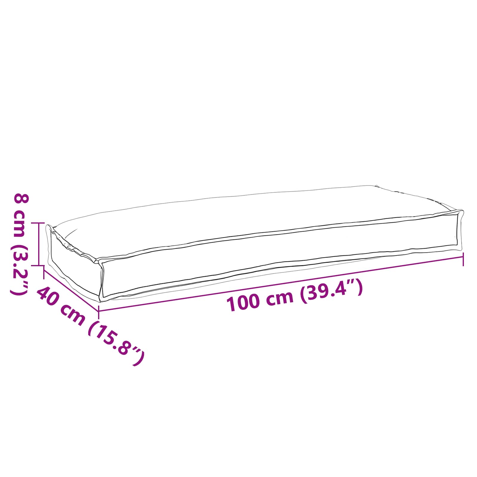 Jastuk Crna 100 x 40 x 8 cm Oxford tkanina
