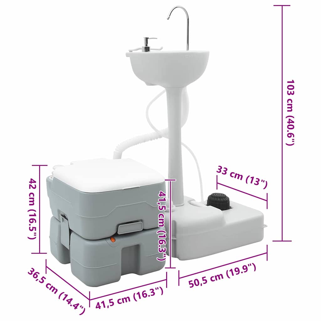 Kamperski WC set 2 pcs Siva 50,5 x 33 x 103 cm