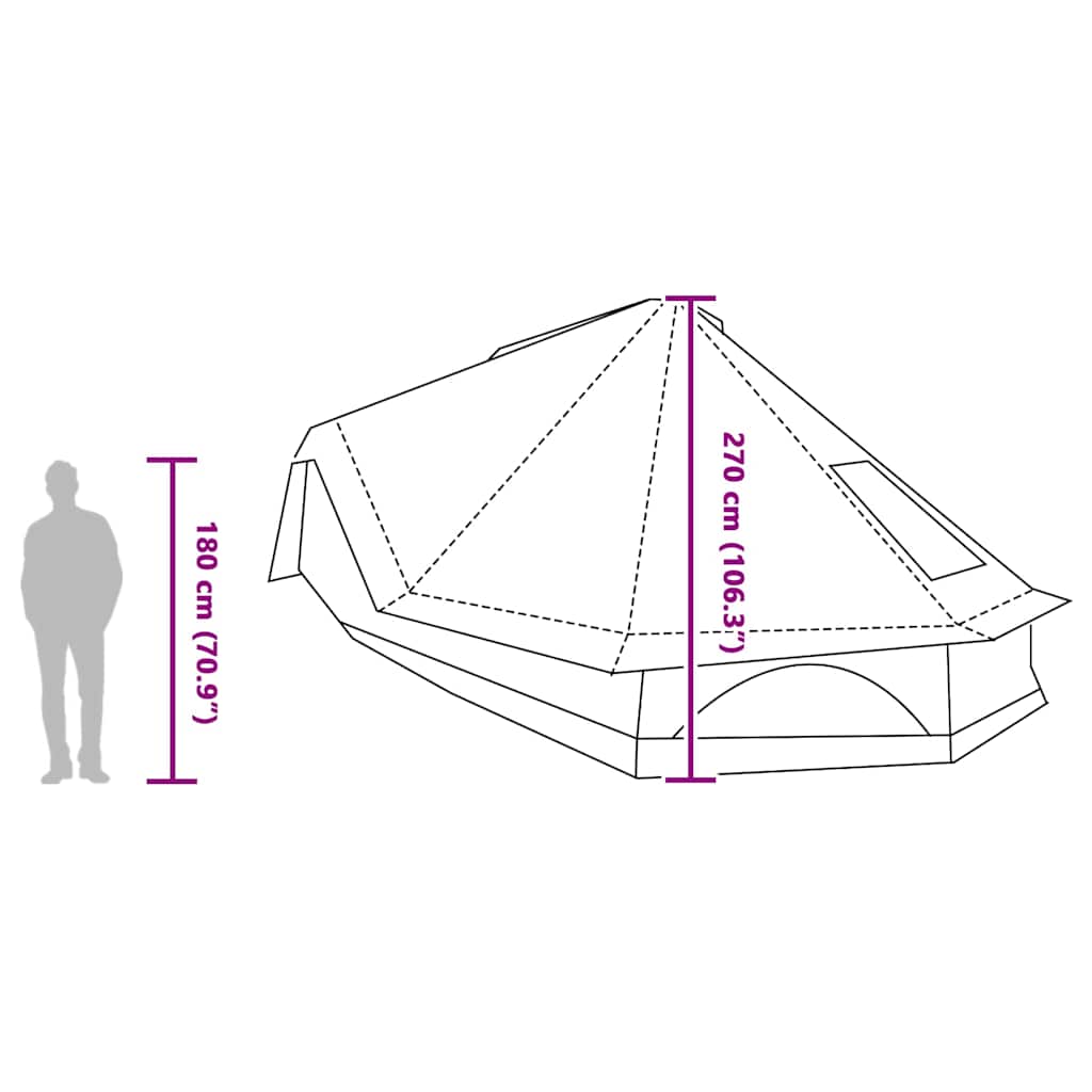 Tipi šator s krovom s pohranom Zelena 680 x 430 x 270 cm taft