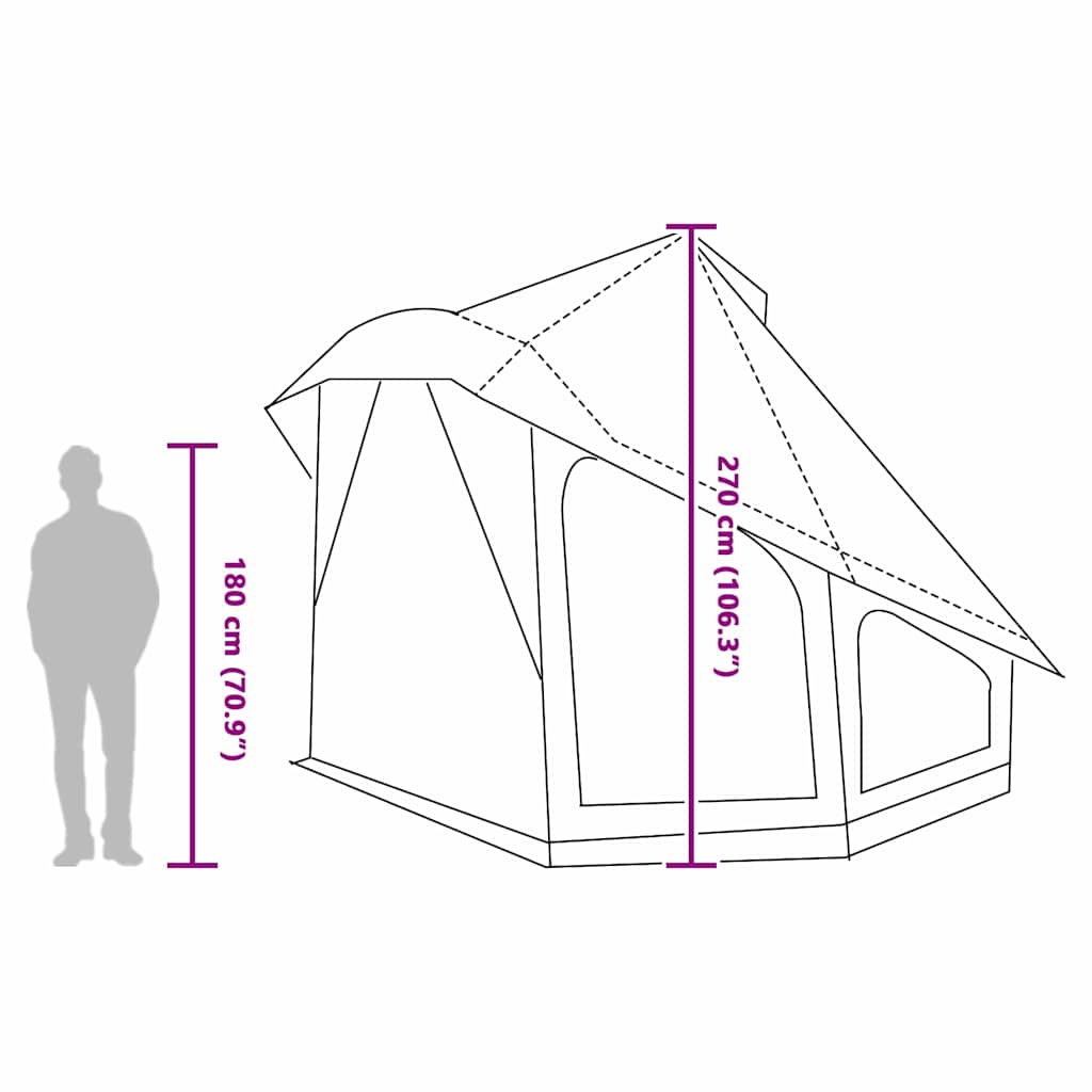 Tipi šator s krovom s pohranom Zelena 404 x 370 x 270 cm taft