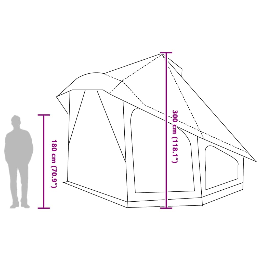Tipi šator s krovom s pohranom Zelena 508 x 470 x 300 cm taft