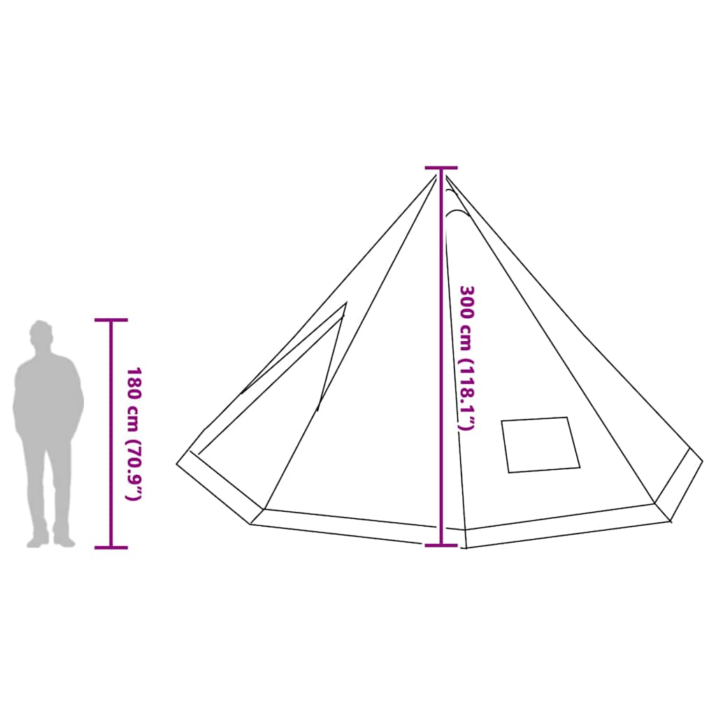 Tipi šator s krovom s pohranom Zelena 560 x 560 x 300 cm taft