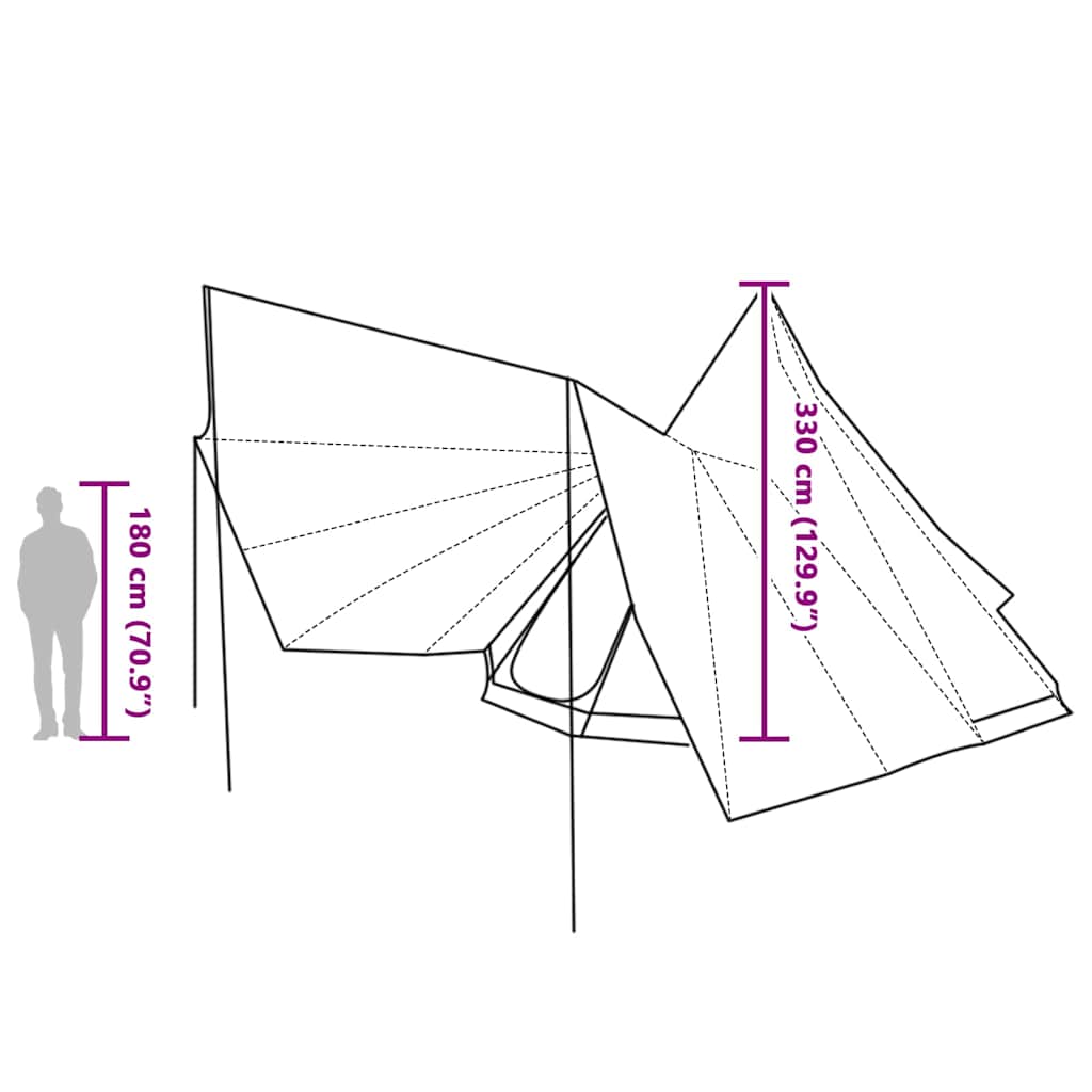 Tipi šator s krovom Siva i narančasta 510 x 690 x 330 cm taft