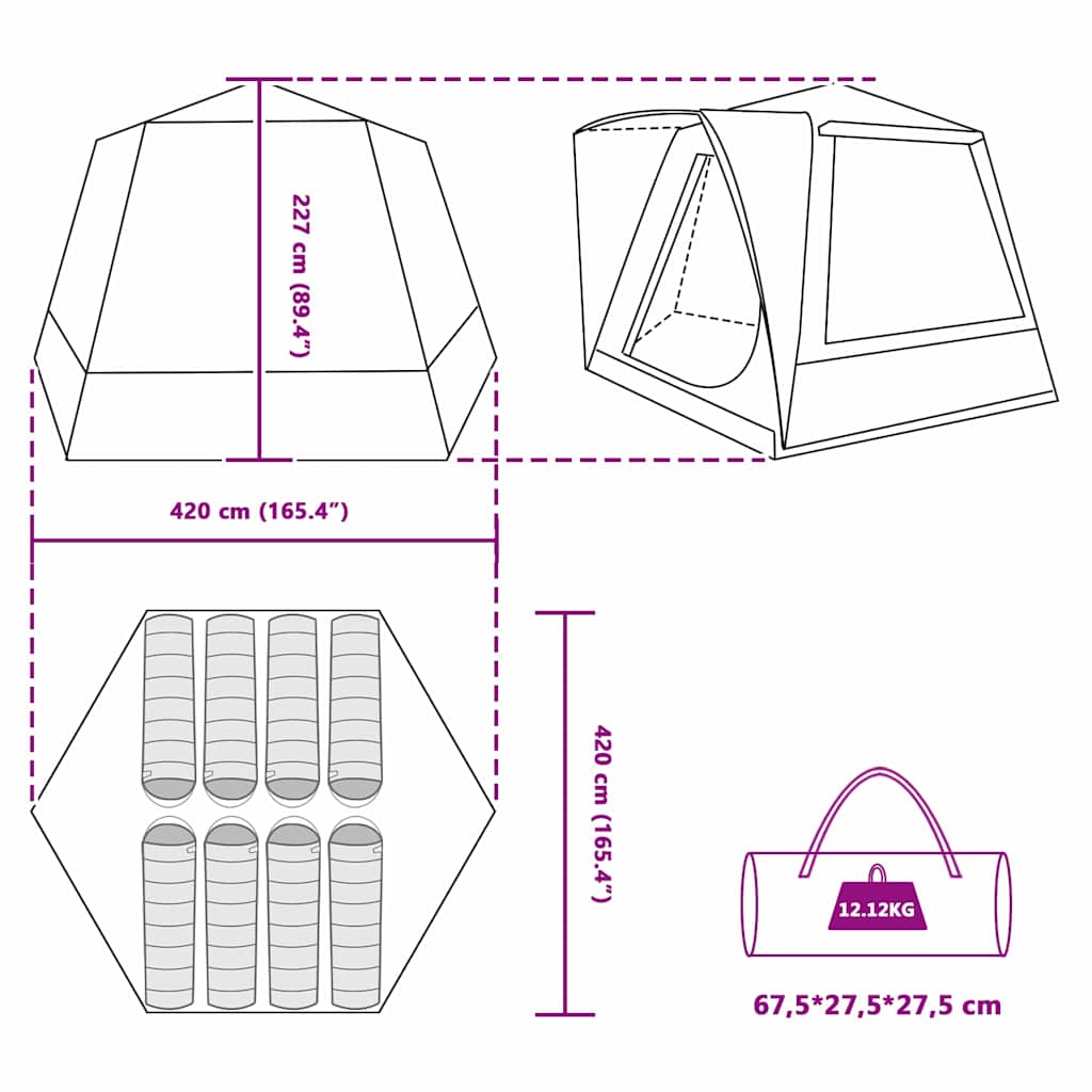 Kamping šator Kabina Zelena 420 x 420 x 227 cm Poliester