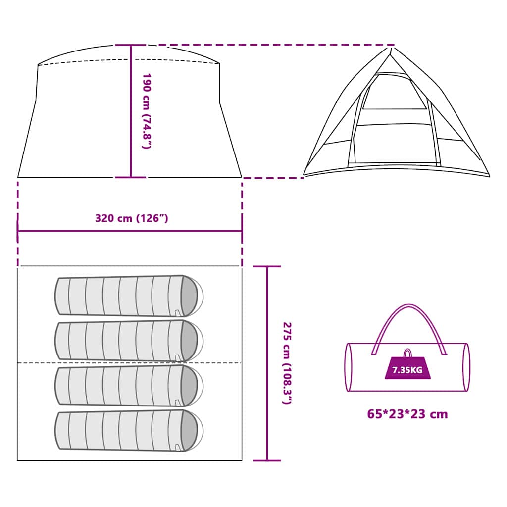 Kamping šator Siva i narančasta 320 x 275 x 190 cm taft
