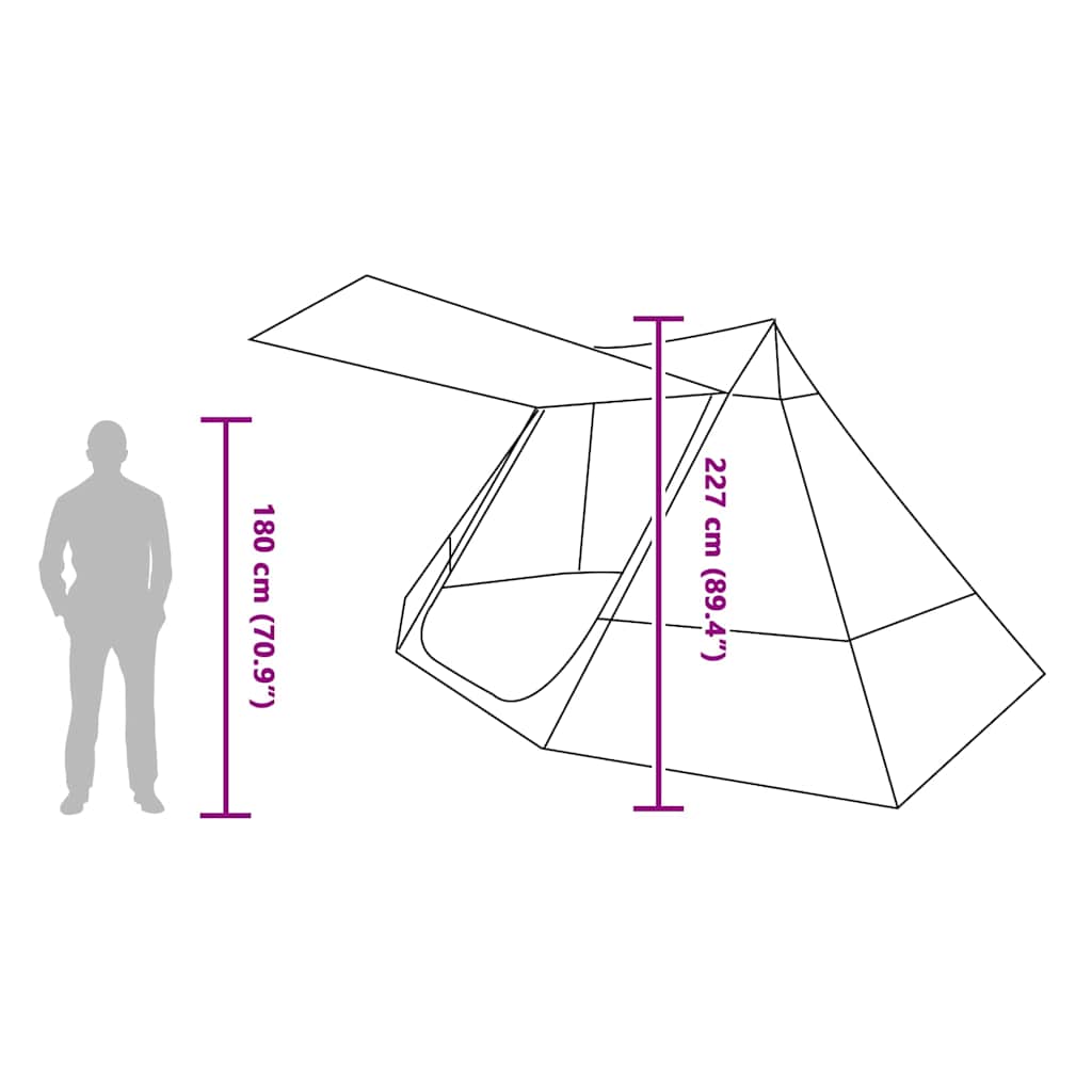 Kamping šator s krovom Zelena 482 x 360 x 227 cm taft