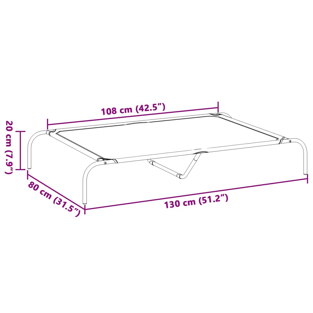 Povišeni krevet za pse crni 130x80x20 cm tekstil i čelik