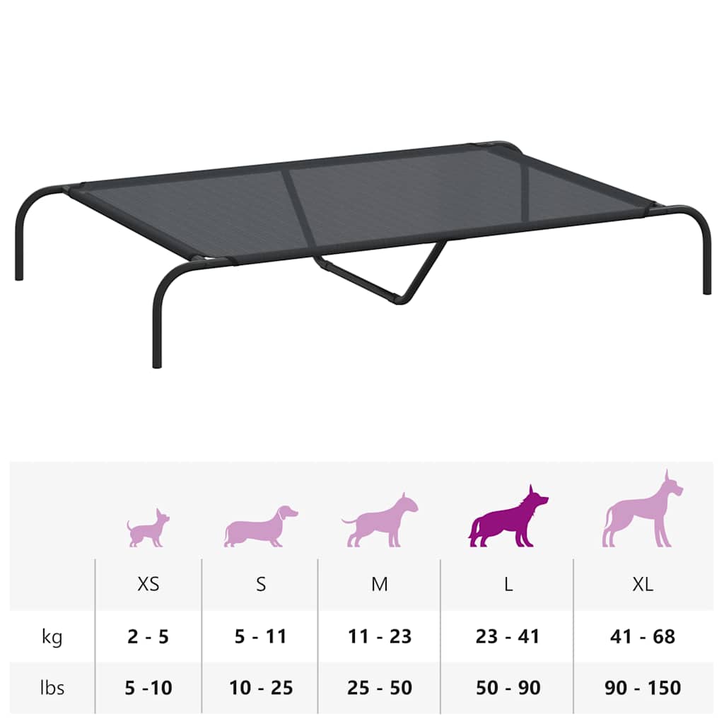 Povišeni krevet za pse crni 130x80x20 cm tekstil i čelik