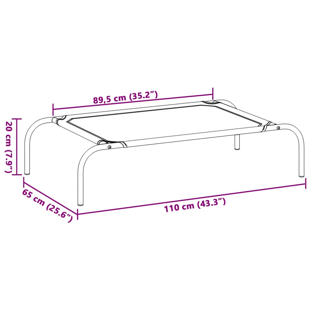 Povišeni krevet za pse crni 110x65x20 cm Oxford tkanina i čelik