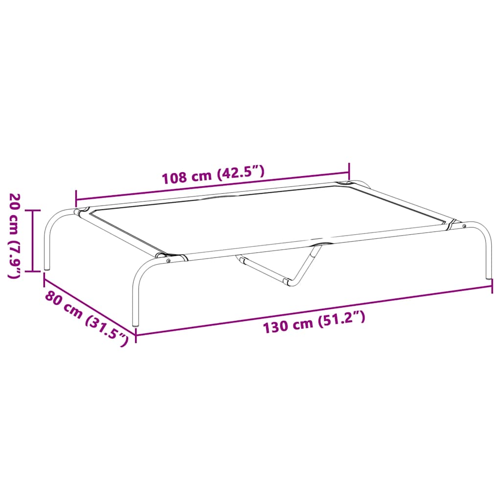 Povišeni krevet za pse crni 130x80x20 cm Oxford tkanina i čelik