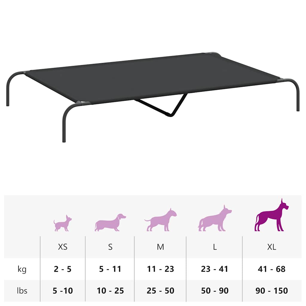 Povišeni krevet za pse crni 150x90x20 cm Oxford tkanina i čelik
