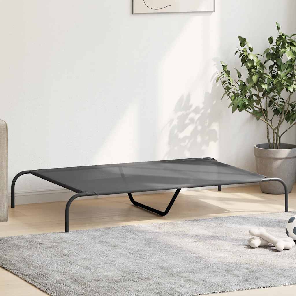 Povišeni krevet za pse sivi 130x80x20 cm tekstil i čelik