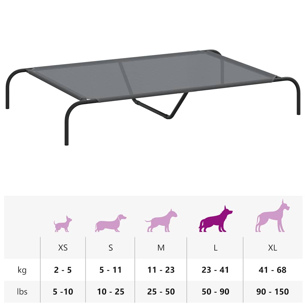 Povišeni krevet za pse sivi 130x80x20 cm tekstil i čelik