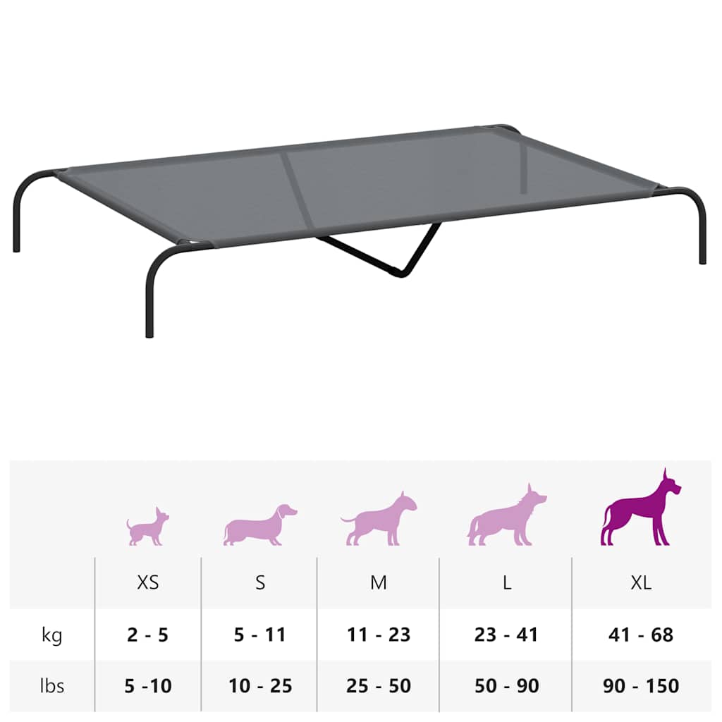 Povišeni krevet za pse sivi 150x90x20 cm tekstil i čelik