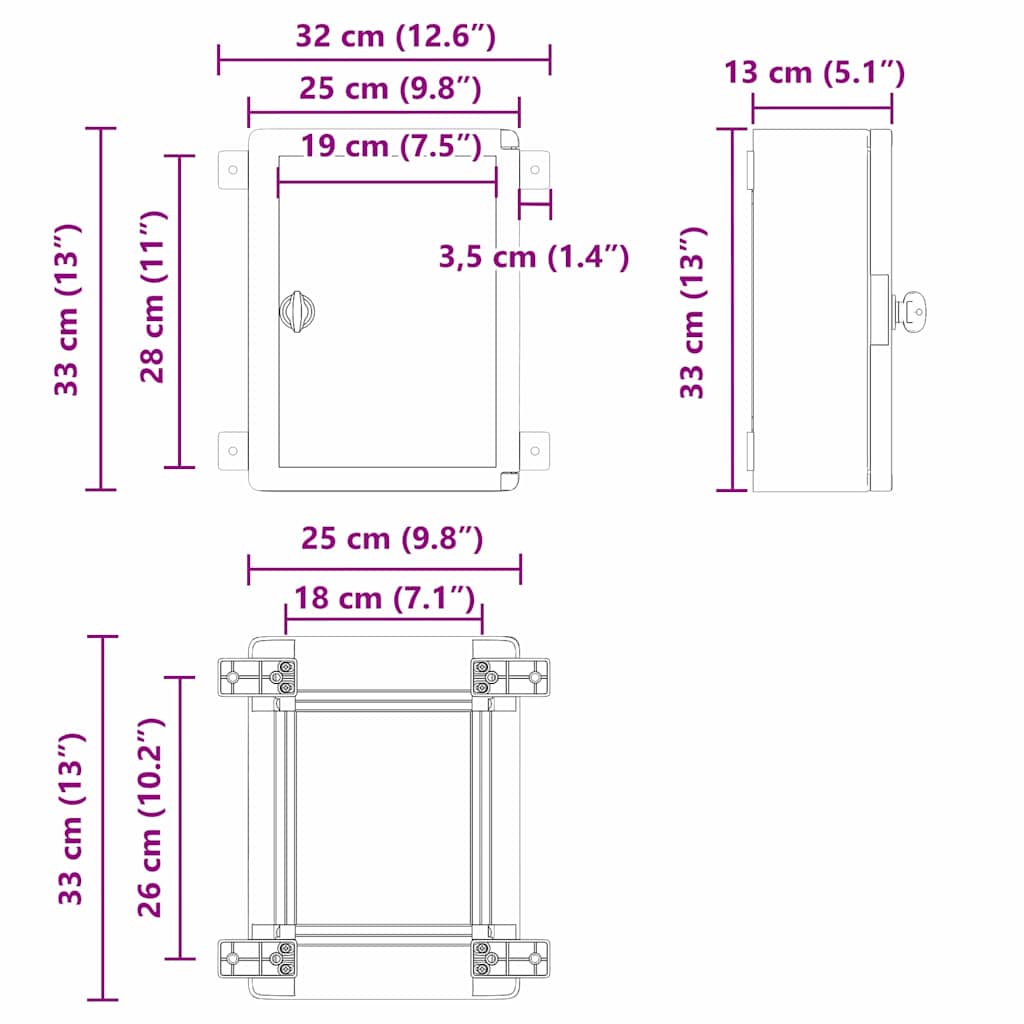 Upravljački ormar Siva 32 x 13 x 33 cm ABS plastika