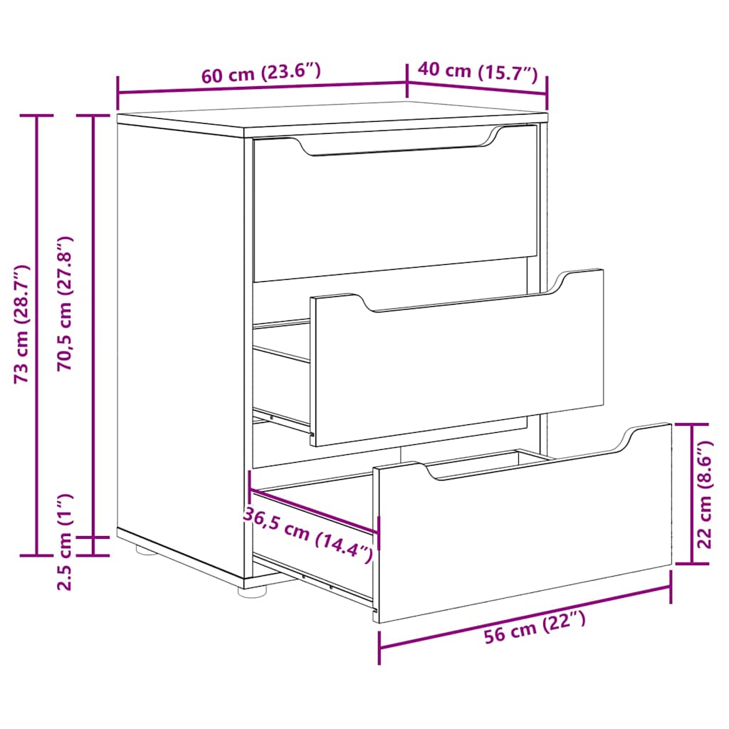 Komoda VISNES beton siva 60x40x73 cm konstruirano drvo