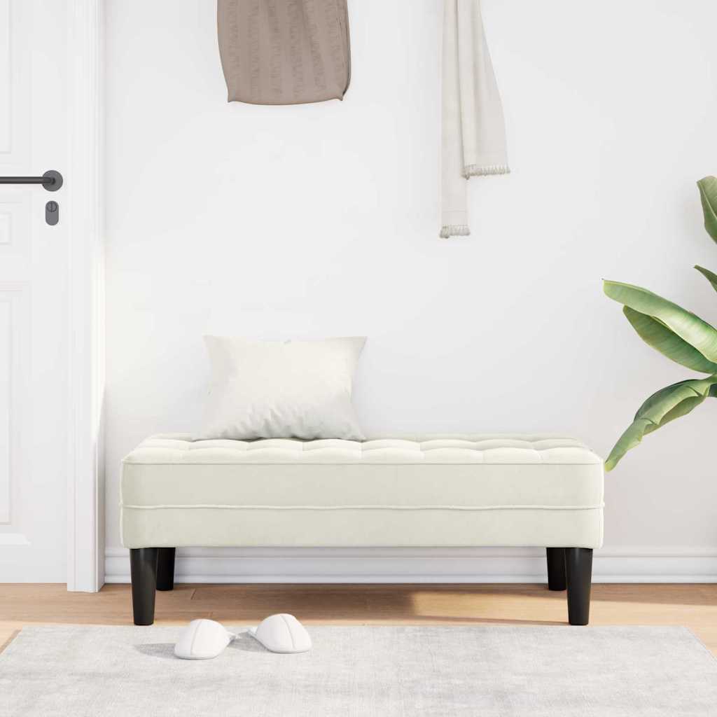 klupa s jastukom Krema 113 x 57 x 39 cm Baršun