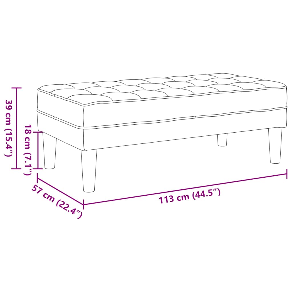 klupa s jastukom Krema 113 x 57 x 39 cm Baršun